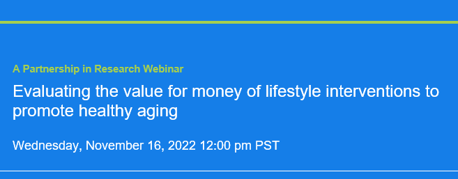 Evaluating the value for money of lifestyle interventions to promote healthy aging